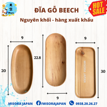 đĩa oval gỗ beech nguyên khối- nhiều dạng