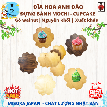 Đĩa gỗ handmade cao cấp đựng bánh mochi, dùng làm khay trang trí