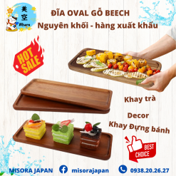 Đĩa chữ nhật gỗ Beech nguyên khối MISORA – sang trọng, gỗ bền đẹp tự nhiên