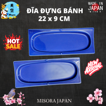 Đĩa gốm Nhật dài, đựng bánh mochi, sushi