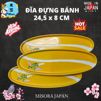 Đĩa gốm Nhật dài, đựng bánh mochi, sushi