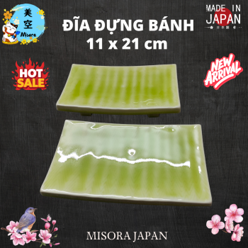 Đĩa gốm Nhật dài, đựng bánh mochi, sushi