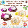 Đĩa gỗ nguyên khối hình hoa đào dùng đựng bánh mochi, trái cây, snack