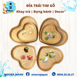 Đĩa gỗ trái tim nguyên khối MISORA JAPAN