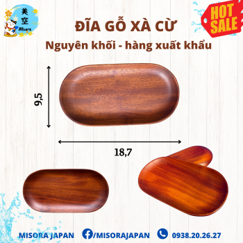 Đĩa oval gỗ xà cừ nguyên khối
