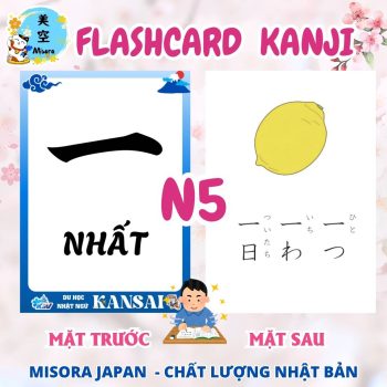 flashcard kanji N5 luyện thi JLPT, hán việt, ví dụ, hình ảnh minh họa
