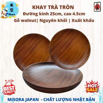 khay trà gỗ walnut - khay tròn ,dày, nguyên khối cao cấp xuất khẩu Châu Âu, Nhật Bản