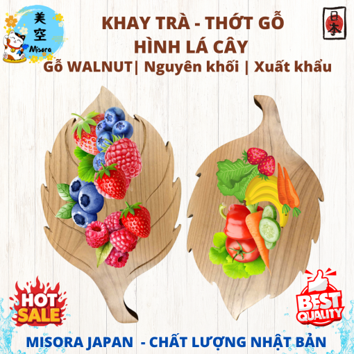khay trà gỗ walnut - khay gỗ hình lá cây, thớt gỗ cao cấp xuất khẩu