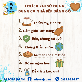 Lợi ích khi sử dụng đồ dùng nhà bếp bằng gỗ của Misora Japan