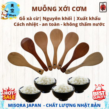 Bộ dụng cụ nấu ăn gỗ nguyên khối muỗng xới cơm