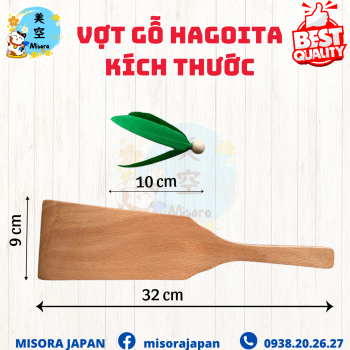 Vợt gỗ Hagoita Nhật Bản chất liệu tự nhiên nguyên khối