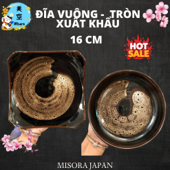 đĩa gốm vuông sâu xuất khẩu Nhật 16cm – men xoáy sang trọng