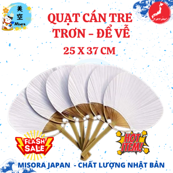 quạt uchiwa- cán tre Nhật Bản trơn dùng để vẽ