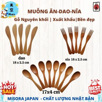 bộ muỗng nĩa gỗ ăn cơm