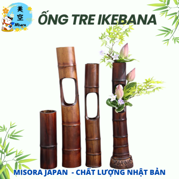 Ống tre cắm hoa Ikebana chuẩn Nhật bằng tre già tự nhiên, tinh tế, trang trí phong cách Nhật Bản