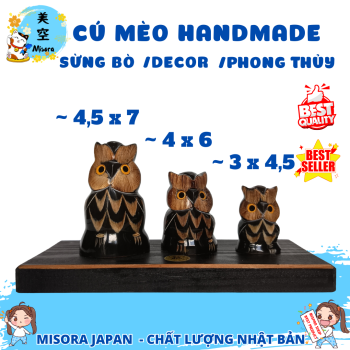 cú mèo phong thủy bằng sừng bò