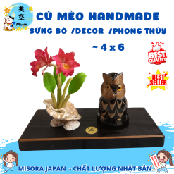 cú mèo phong thủy bằng sừng bò