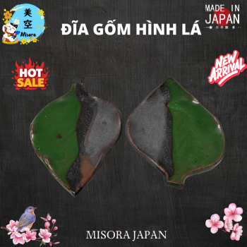 Đĩa gốm Nhật hình lá decor độc lạ, đựng bánh mochi