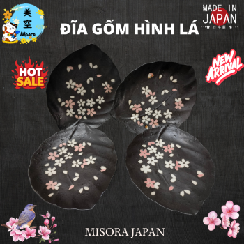 Đĩa gốm Nhật hình lá decor độc lạ, đựng bánh mochi