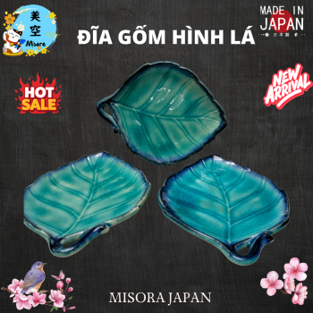 Đĩa gốm Nhật hình lá decor độc lạ, đựng bánh mochi