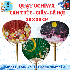 Quạt giấy Nhật thủ công bằng ống trúc Misora Japan, Quạt giấy trang trí decor đẹp, Quạt trúc handmade